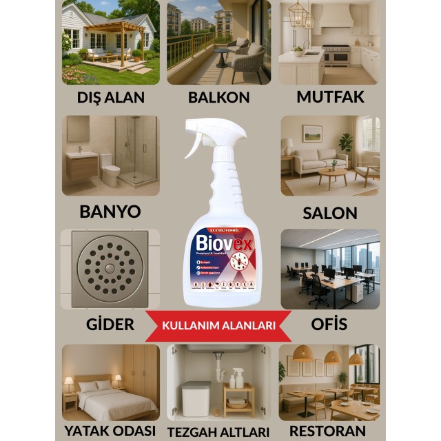 Biovex Premium Ul Haşere Ilacı Hamam Böceği, Tahta Kurusu, Karınca, Kene, Karasinek, Akrep, Bit, Pire, Örümcek 500 Ml (5040)