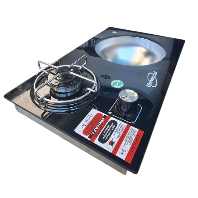 Karavan Tekne Ocak Tek Gözlü Evye Ünivercal  30x51 Gaz Emliyetli Yuvarlak Univercal (11011y)