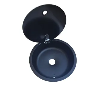 Karavan Tekne Yuvarlak Evye Cam Kapaklı Siyah 34 Cm (11015s)