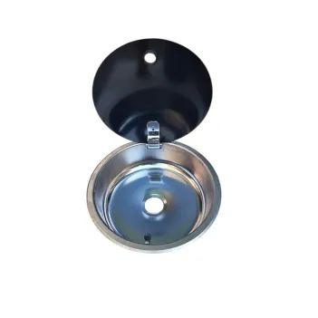 Karavan Tekne Yuvarlak Evye Cam Kapaklı Krom 34 Cm (11015k)