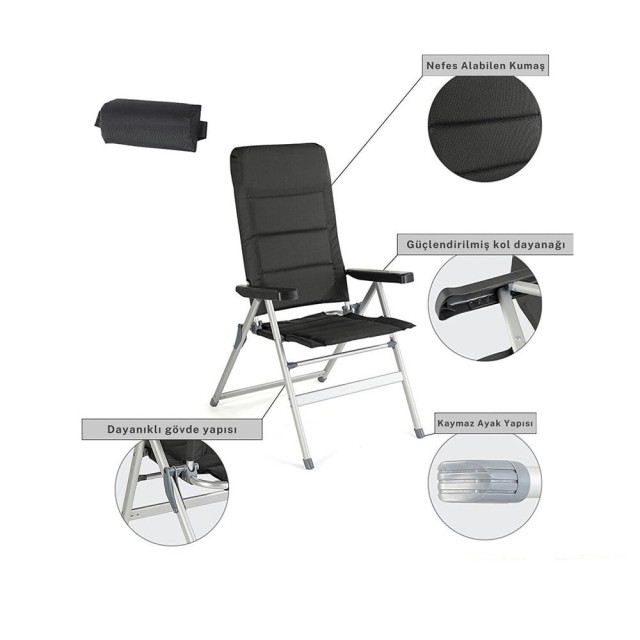 7 Kademeli Katlanır Lüx Kamp Sandalyesi (17a024)