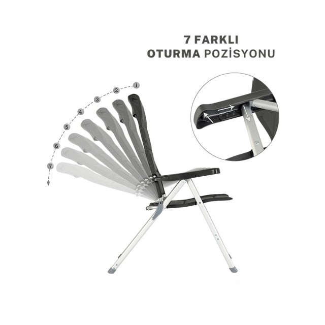 7 Kademeli Katlanır Lüx Kamp Sandalyesi (17a024)