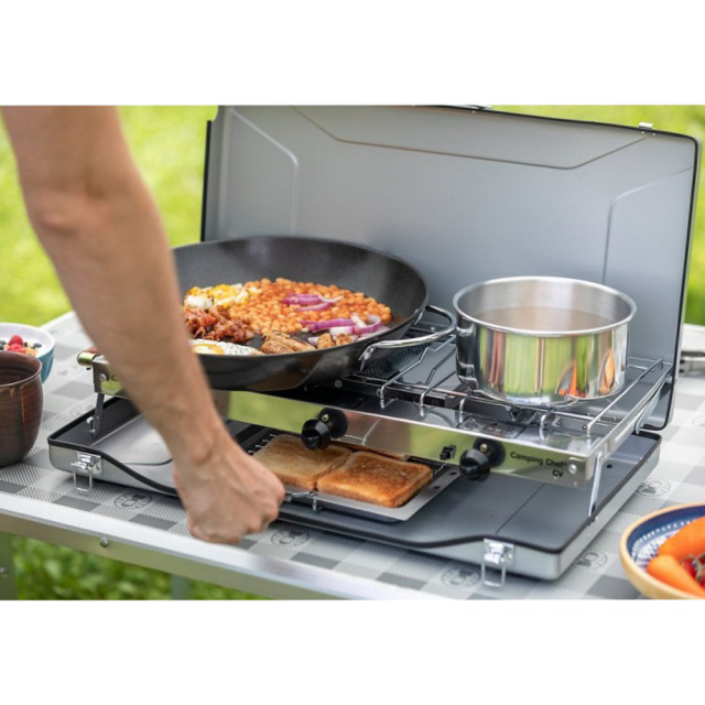 Katlanır Çift Gözlü Karavan Gazlı Ocak Ve Izgara Bbq (17n014)