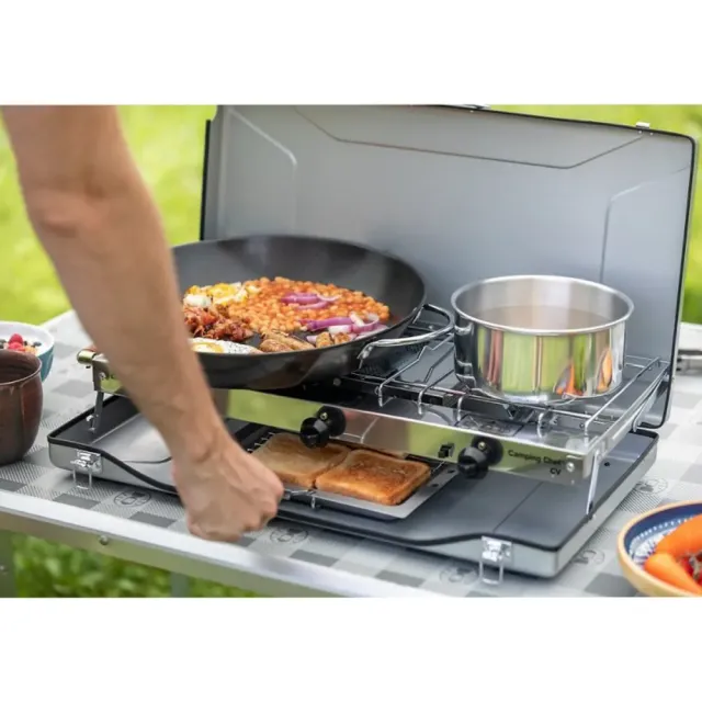 Katlanır Çift Gözlü Karavan Gazlı Ocak Ve Izgara Bbq (17n014)