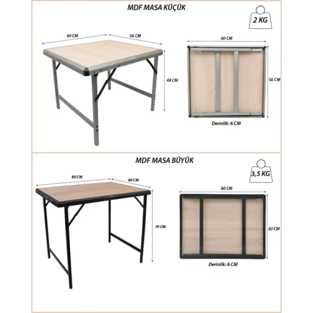 Campout Mdf Katlanır Kamp Masası Büyük (17a019)