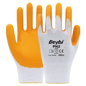 Beybi Pn2 Polyester Örme Nitril Eldiven Sarı No 10 (1040)