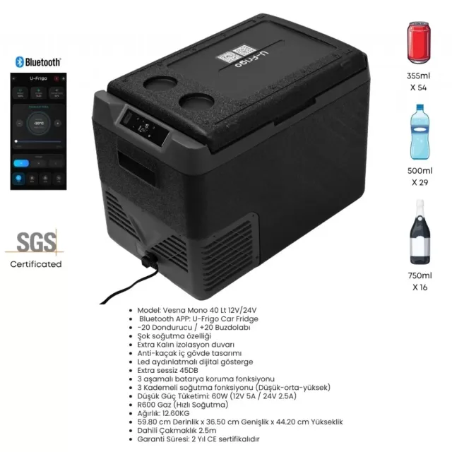 U-frigo Oto Buzdolabı Vesna Mono 40lt 12v/24v